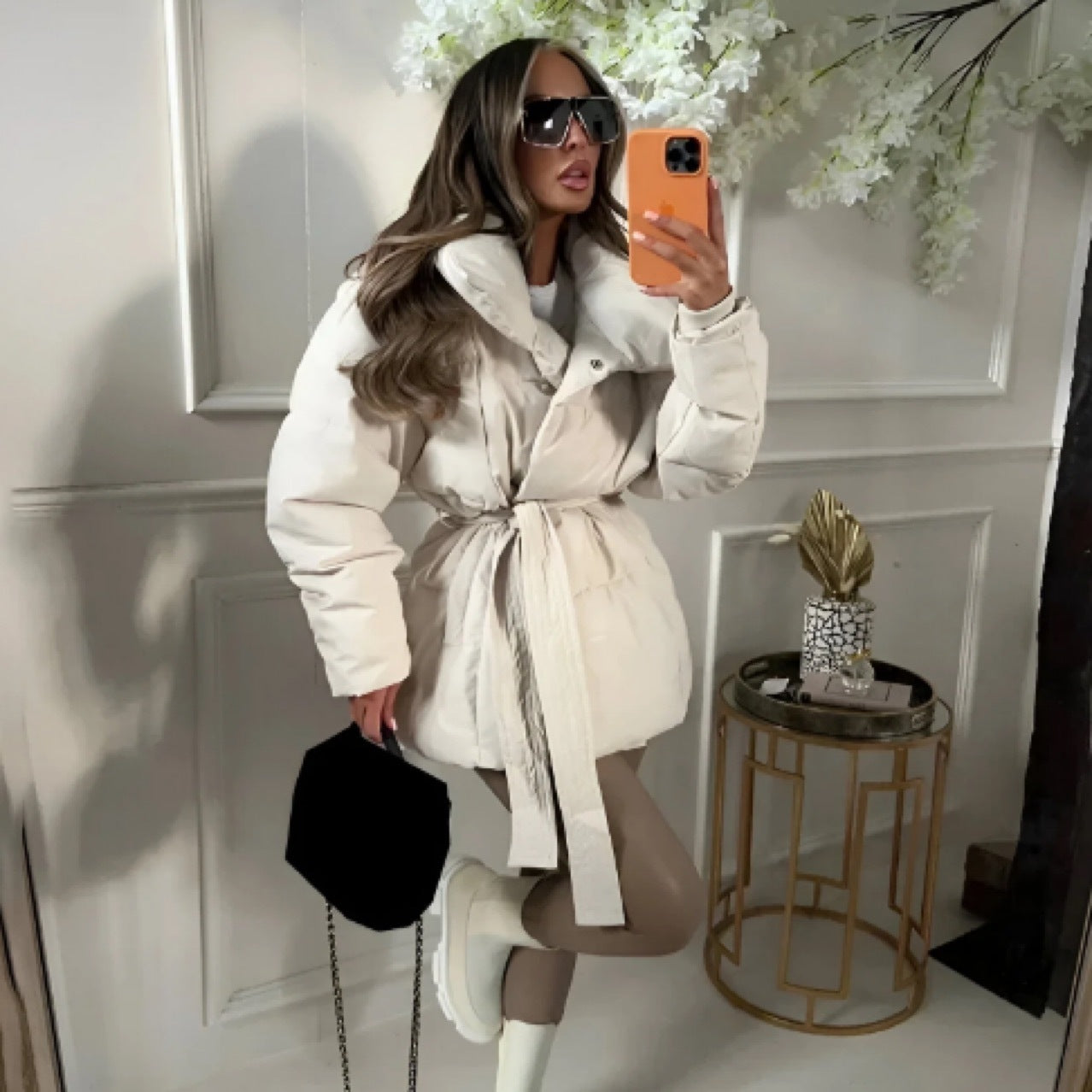 Veste Épaisse en Coton avec Ceinture