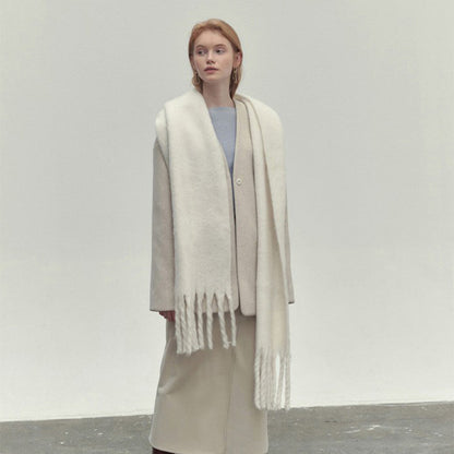 Écharpe d'Hiver Unie à Pompons